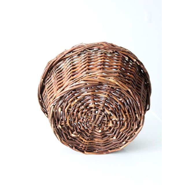 Brown Vintage Wicker Gathering Basket For Sale - Image 8 of 14