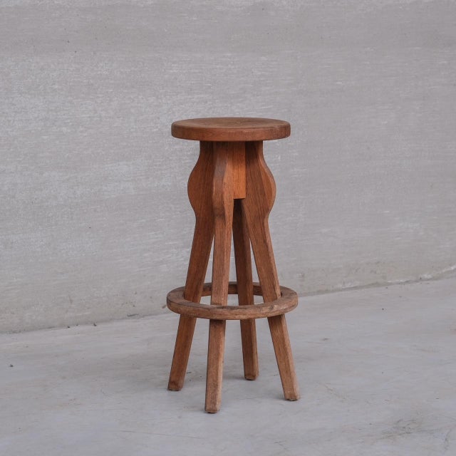 Mid-Century Modern Mid-Century Brutalist Oak Bar Stools, Belgium, 1970s, Set of 5 For Sale - Image 3 of 10