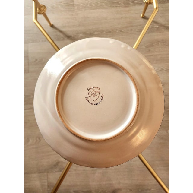 Ceramic Vintage Italian Vietri Solimene Hand Painted Bird Dinner Plate For Sale - Image 7 of 7