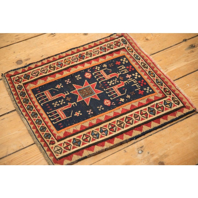 Textile Antique Caucasian Soumac Square Rug Mat - 1'5" x 1'7" For Sale - Image 7 of 7