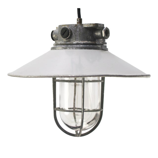 Vintage Industrial Aluminium Clear Glass Pendant Light from Industria Rotterdam For Sale