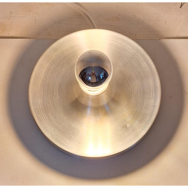 1970s Vintage Minimalist Disc Ceiling Lamp in Aluminum, 1970s For Sale - Image 5 of 7
