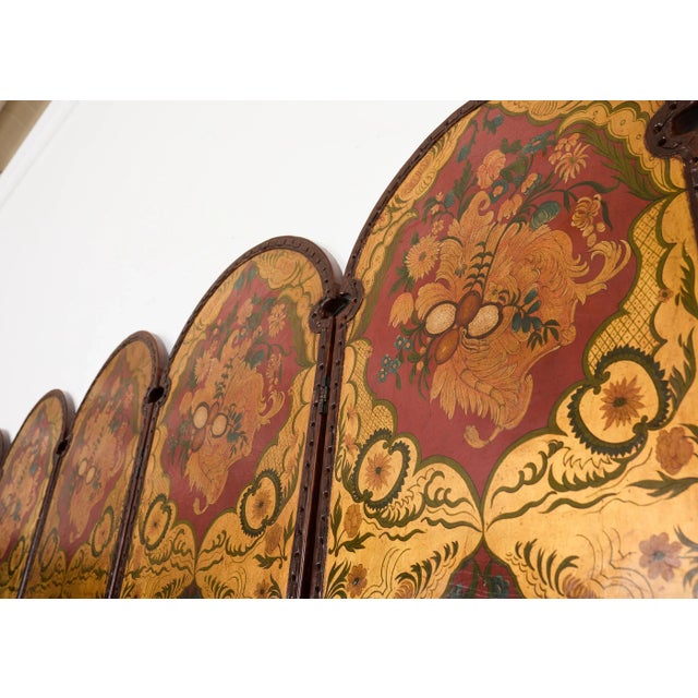 Spanish Colonial Baroque Style Painted Leather Eight Panel Screen For Sale - Image 15 of 18