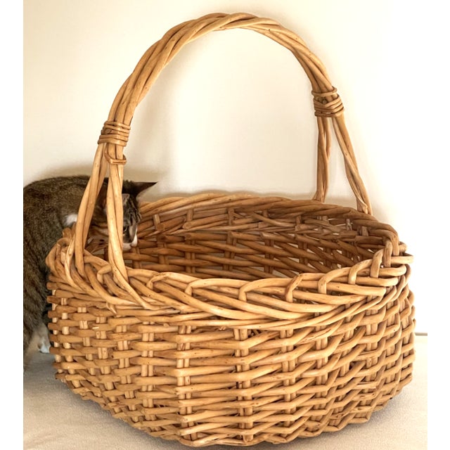 Large Vintage Handwoven Rattan Easter Basket For Sale - Image 10 of 12