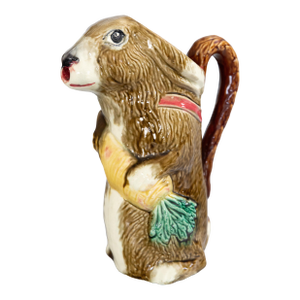 19th Century French Orchies Majolica Rabbit Pitcher