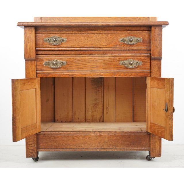Victorian Antique Victorian Oak Bedroom Washstand For Sale - Image 3 of 10