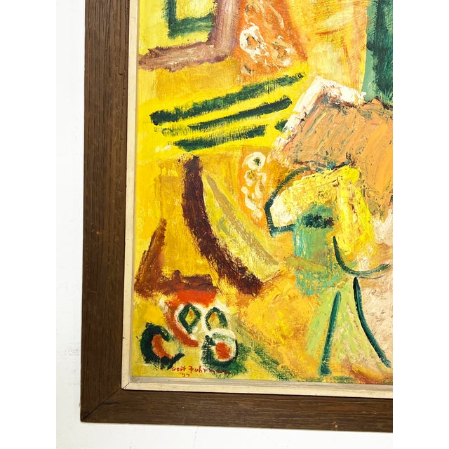 1950s D. 1957 Abstract Modernist Painting Signed Gert Fuhrman For Sale - Image 5 of 6