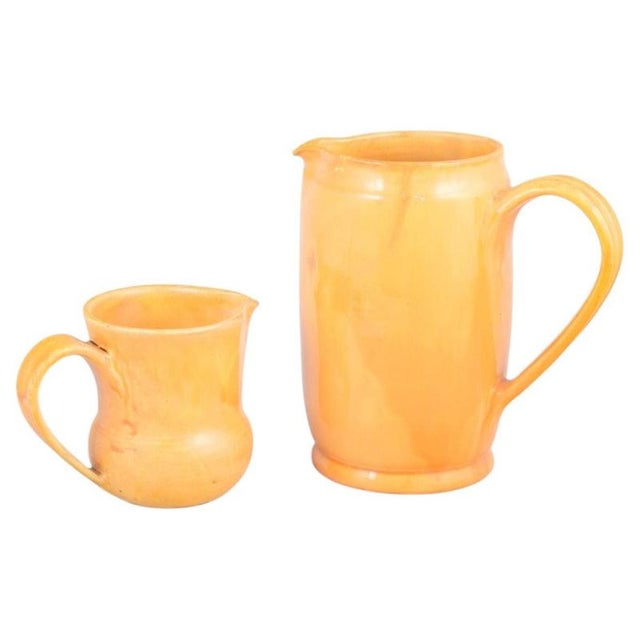 Ceramic Large Yellow-Orange Glazed Ceramic Pitchers from Kähler, Denmark, 1930s, Set of 2 For Sale - Image 7 of 7
