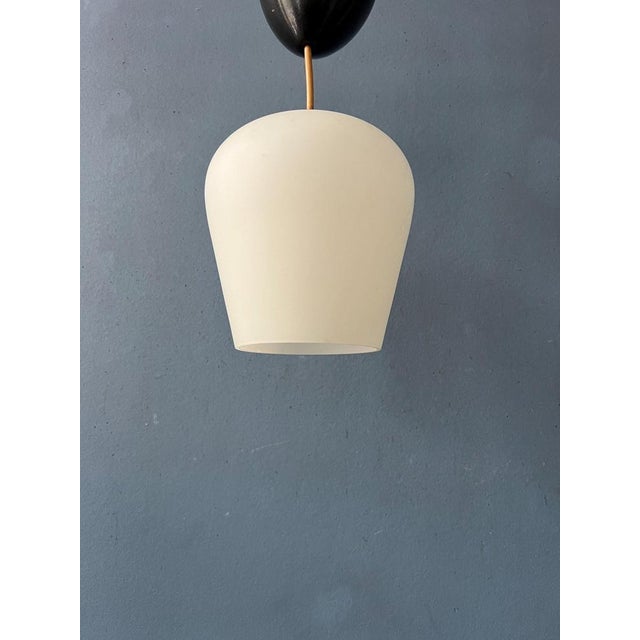 Glass Small Mid-Century Reversed Tulip Opaline Glass Hanging Lamp For Sale - Image 7 of 11