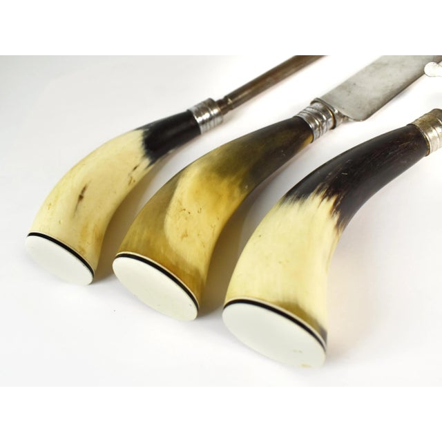 Mid-Century Modern Vintage Fuller Bros Ltd. Natural Cow Horn Handle Cutlery, 3 Pieces For Sale - Image 3 of 13