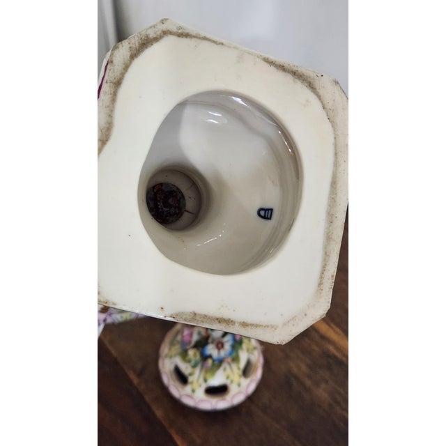 Circa 1900 Vienna-Style Porcelain Potpourri Urn With Applied Flowers, Putti & Blue Shield Mark For Sale - Image 18 of 18