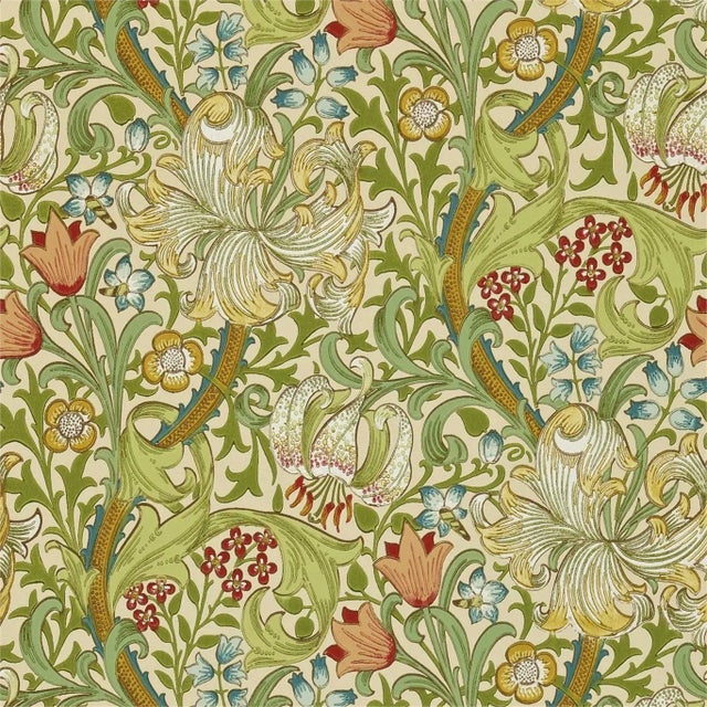 Morris & Co Golden Lily Wallpaper in Pale Biscuit - a Sample For Sale