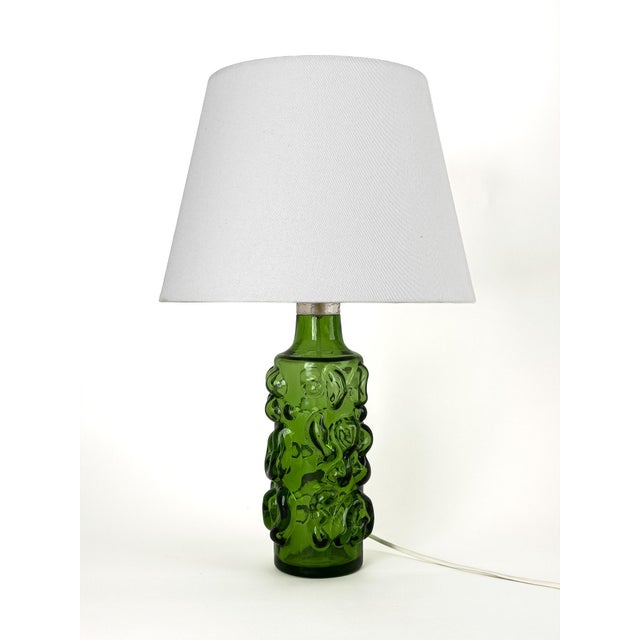 Scandinavian Modern Green Art Glass Table Lamp, Sweden, 1970s For Sale - Image 9 of 9