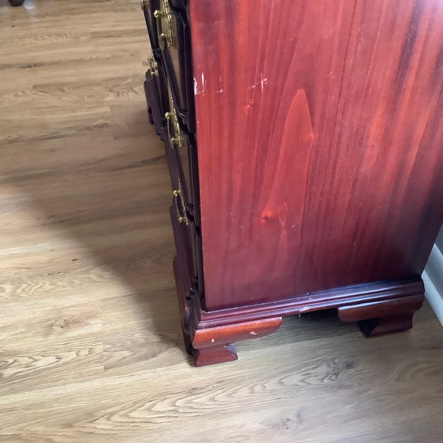 Antique Solid Cherry Chippendale Block Front Shell Carved Chest For Sale - Image 4 of 12