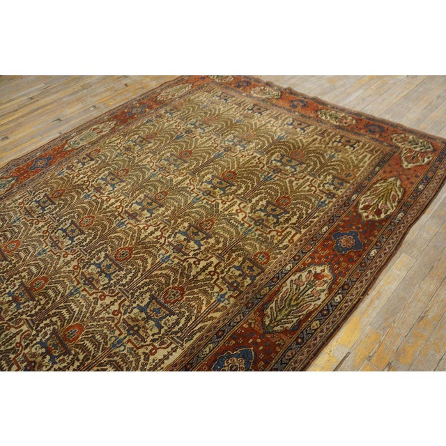 Traditional Ivory Background Color & Red-Rust Border Allover Pattern Antique Persian Bibikabad Galley Rug For Sale - Image 9 of 12