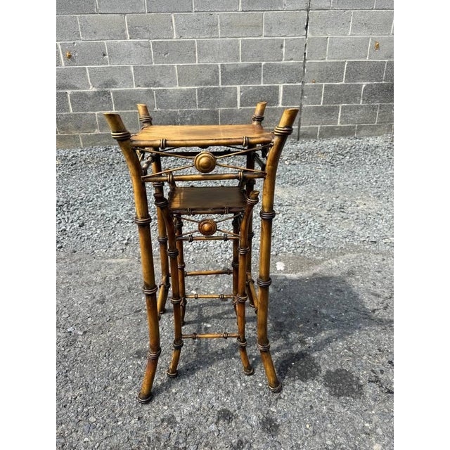 Pair of Vintage Victorian Style Faux Bamboo Metal Nesting Plan Stands For Sale - Image 12 of 16