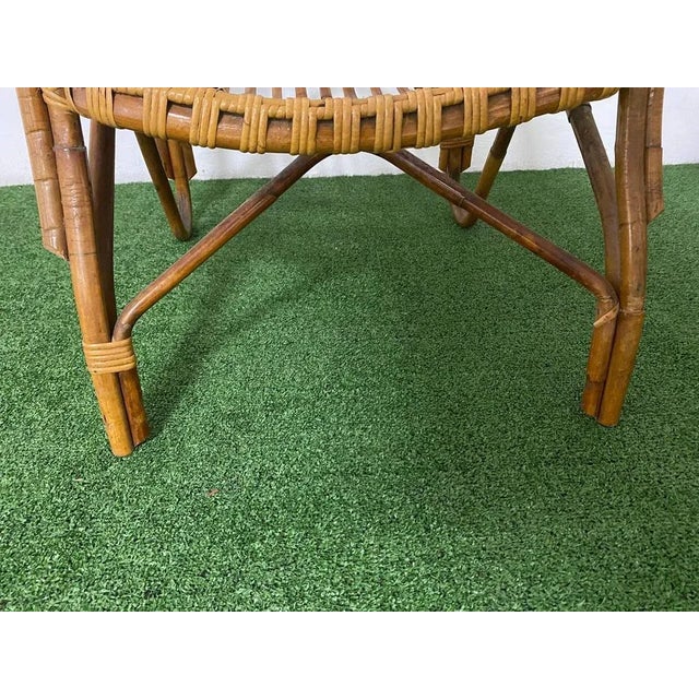 Wood Vintage Bent Bamboo and Rattan Armchair, 1960s For Sale - Image 7 of 9