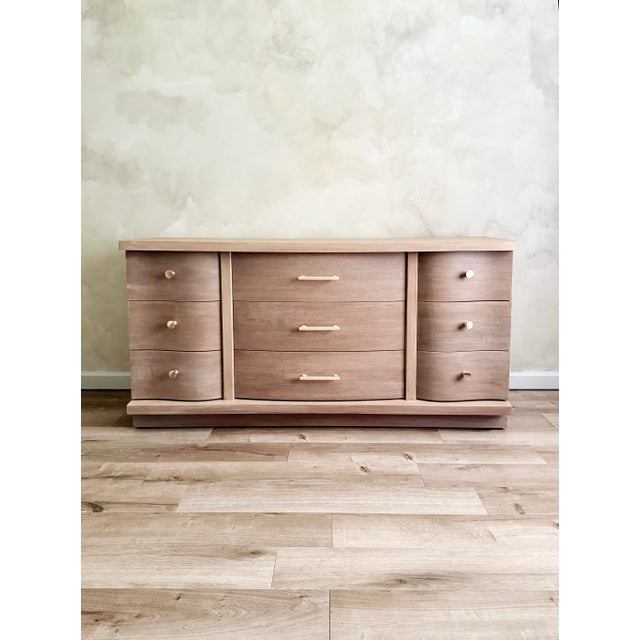 Brown 1970s Mid-Century Modern Natural Wood 9-Drawer Dresser For Sale - Image 8 of 9