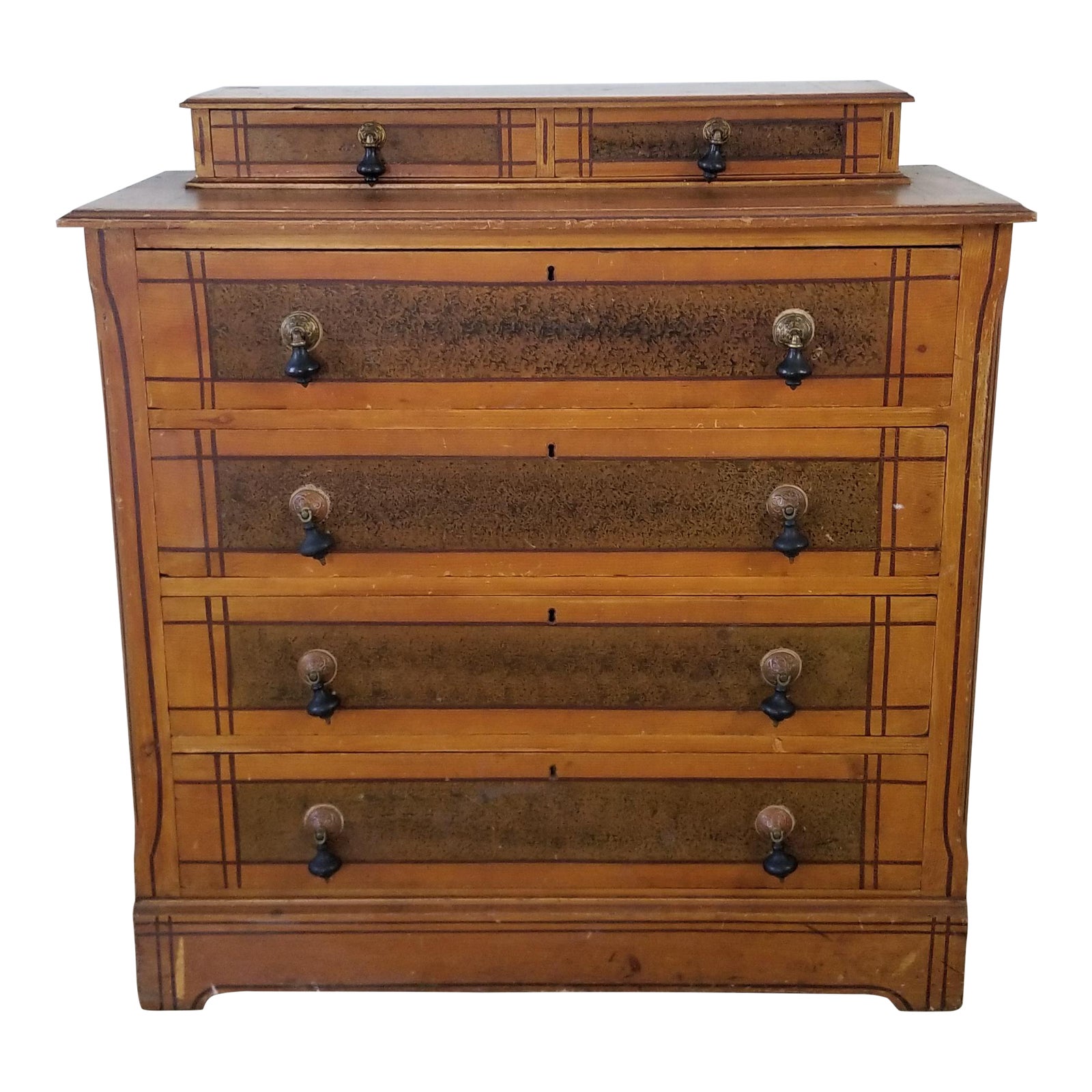 Antique French 19th Century Handmade And Painted Chest Of Drawers