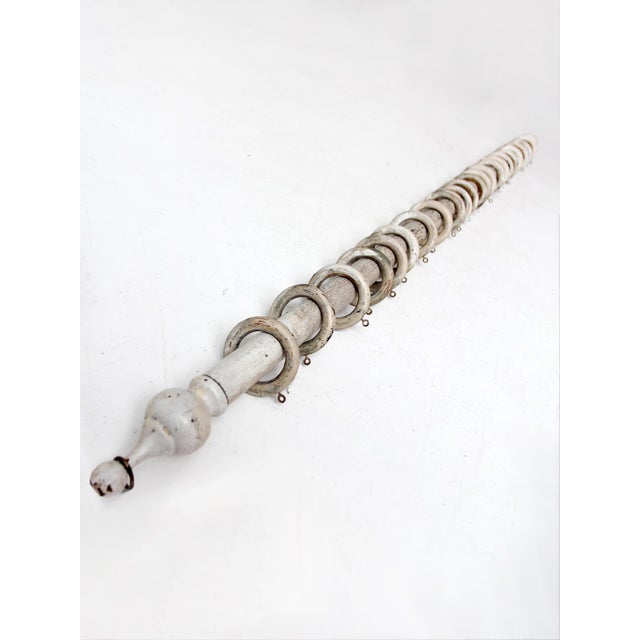 Early 20th Century Antique Painted Wood Curtain Rod With Rings For Sale - Image 5 of 13