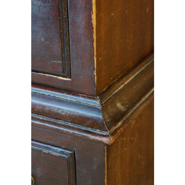 Mid Century Kaplan Furniture Mahogany Queen Anne Highboy Chest on Chest Dresser For Sale - Image 15 of 18