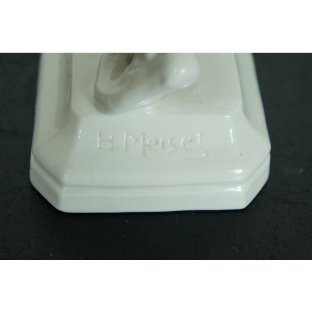 Münchner Werkstätten 1930s Hugo Meisel German Schwarzburger Porcelain Man With Fruit Figurine For Sale - Image 4 of 12