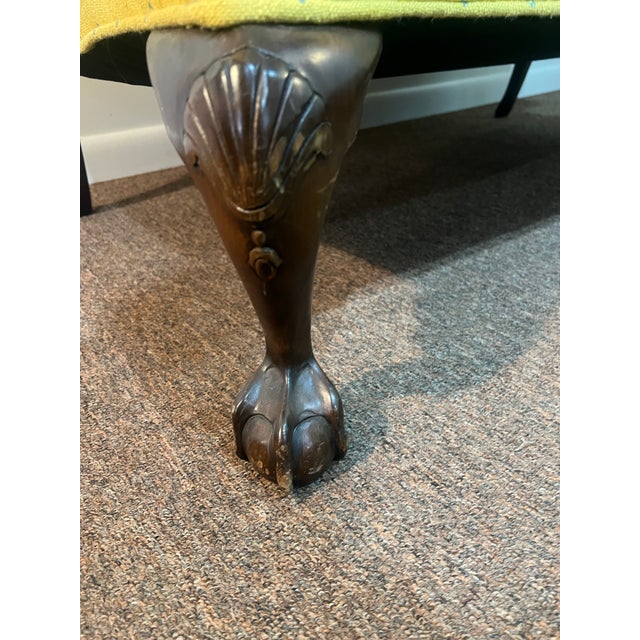 Early 20th Century Chippendale Style Camel Back Mahogany Footed Loveseat Sofa Newly Upholstered For Sale - Image 11 of 12