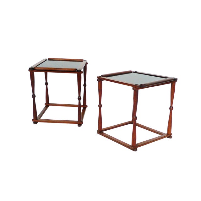Campaign 1940s Campaign-Style Collapsible Walnut End Tables - A Pair For Sale - Image 3 of 18