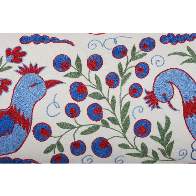 Mid-Century Modern Tashkent Suzani Lumbar Cushion For Sale - Image 3 of 4