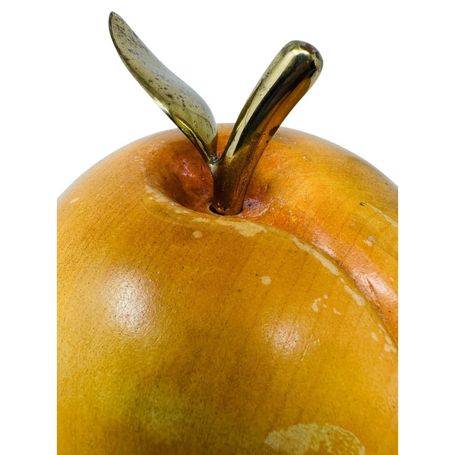 Colossal 10.5" Vintage 1970s Hand-Carved Wood Peach Sculpture - Costa Rica For Sale - Image 9 of 10