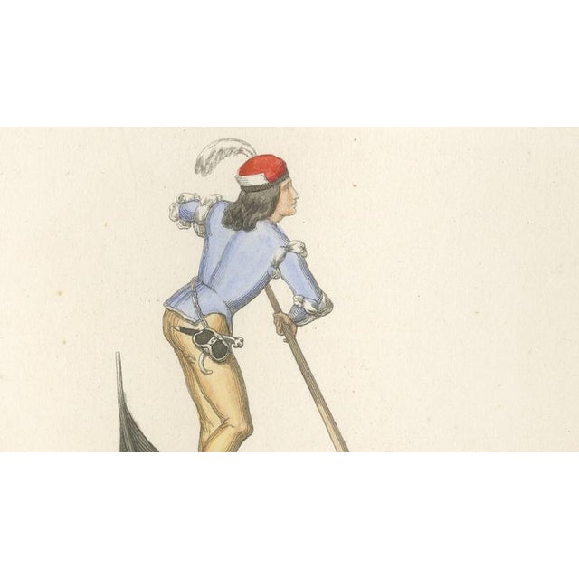 P. Mercuri, Venetian Noblewoman and Nun in Gondola Medieval Costume Plate, 1845, Print For Sale - Image 6 of 9