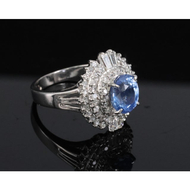 Late 20th Century Rare 2.09ct Gia Ceylon No Heat Sapphire & 0.69ct Diamond Platinum Ring Size 5.25 For Sale - Image 12 of 17