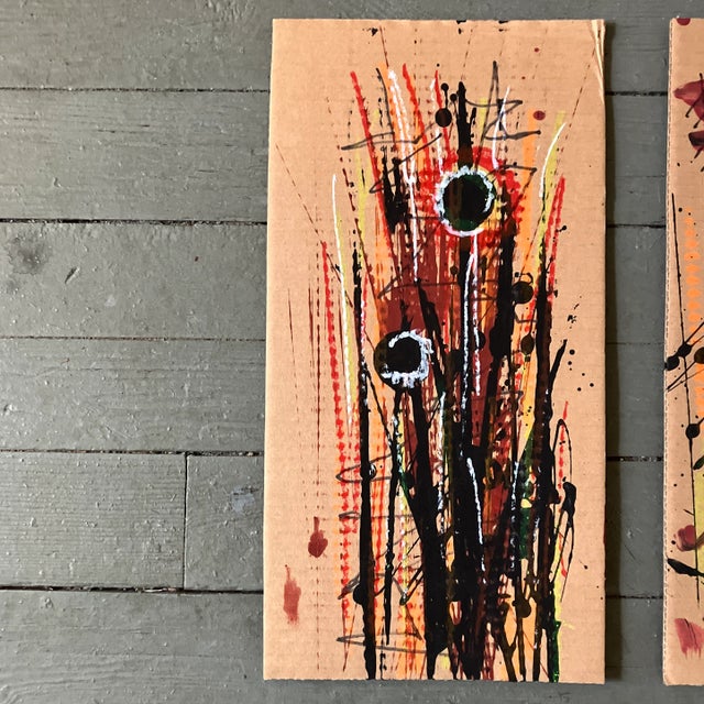 2 8.75 x 17 paintings on cardboard unsigned unframed