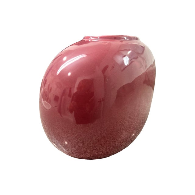 Vintage Postmodern 1980s Plum Purple Ceramic Bean Pill Shaped Vase Art Deco For Sale - Image 4 of 9