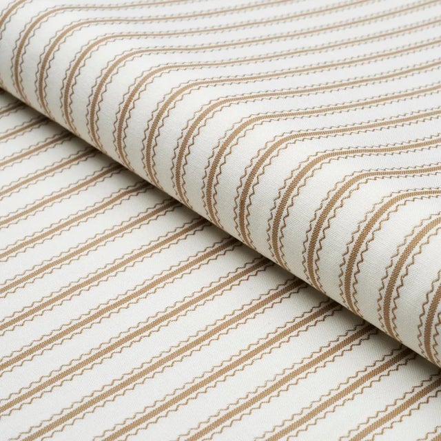 Schumacher SAMPLE - Schumacher X Mark D. Sikes Birdie Ticking Stripe Fabric In Neutral For Sale - Image 4 of 4