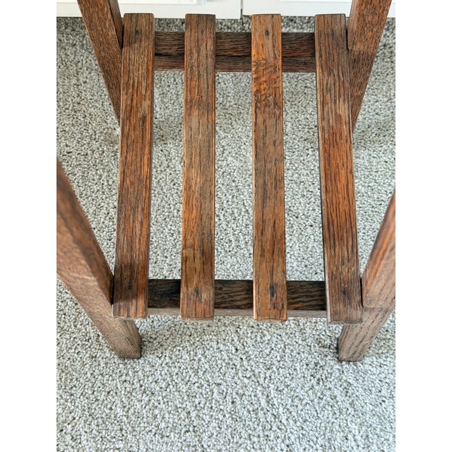 Stickley Arts and Crafts Oak Tile Top Table, Plant Stand For Sale - Image 4 of 11