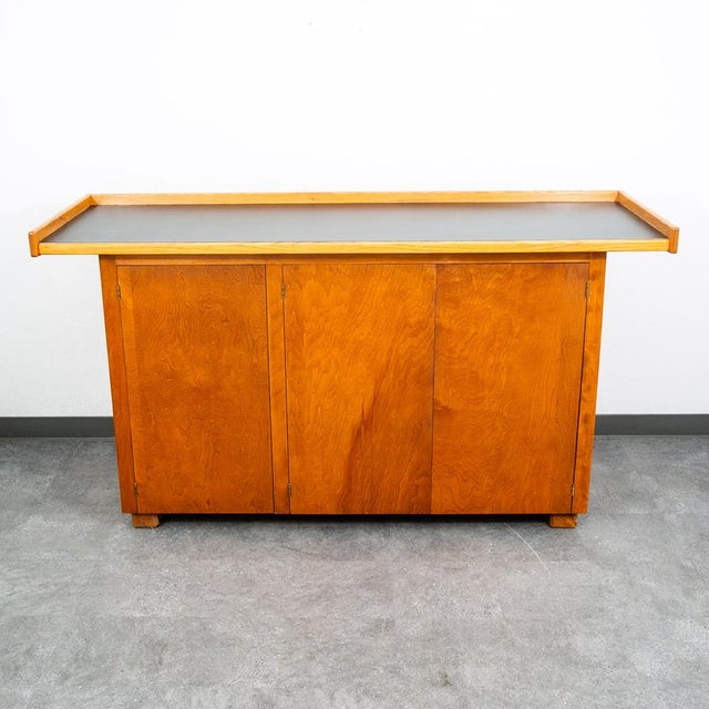 Mid-Century Modern Mid Century Modern Cabinet Custom Bar Liquor White Oak Cabinet Shelves 72" Black For Sale - Image 3 of 12