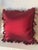 Splendid burgundy red silk pillow with floral embroidery and tassels. Feather down insert.