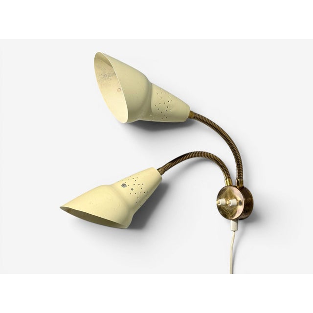 1950s Swedish Modern, Adjustable Wall Light, Brass, Lacquered Metal, Sweden For Sale In New York - Image 6 of 13