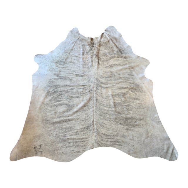 Extra Large Natural Gray Brindle Brazilian Cowhide Rug 92" X 100" For Sale