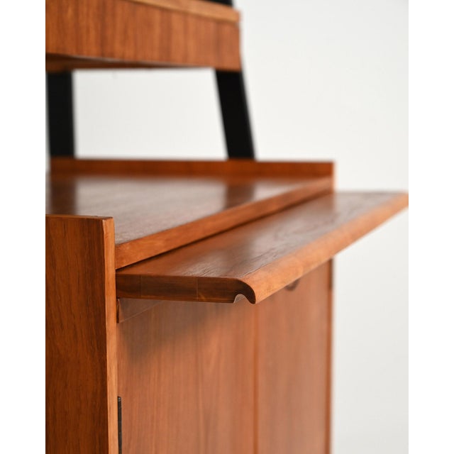 Scandinavian Teak Bookcase with Pull-Out Desk, 1960s For Sale - Image 10 of 11