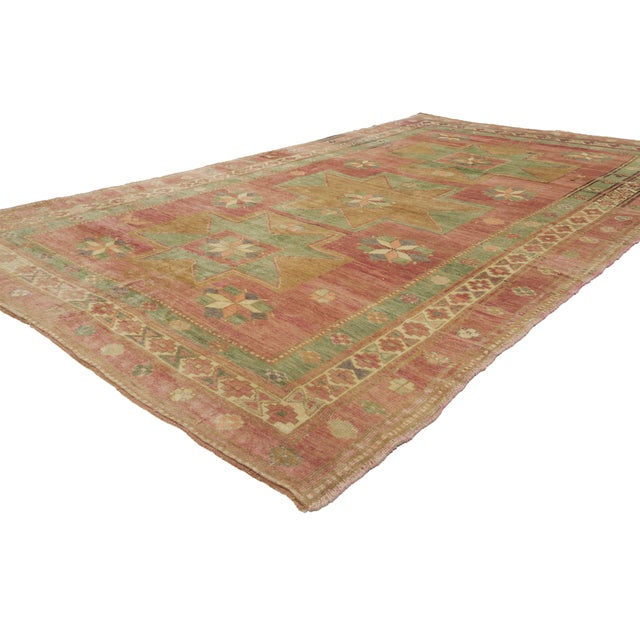 51385 Vintage Turkish Oushak Rug, 05'09 x 09'07. The Celestial Passage: A Vintage Turkish Oushak Masterpiece of Sacred...