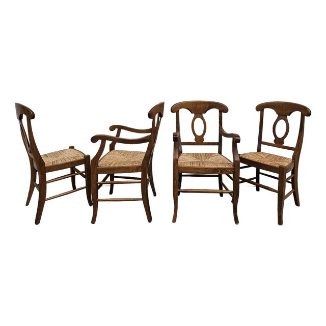Pottery Barn Rush Seat Dining Chairs - Set of Four For Sale