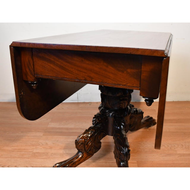 1890s Antique American Empire Mahogany Drop-Leaf Breakfast Table For Sale - Image 6 of 18