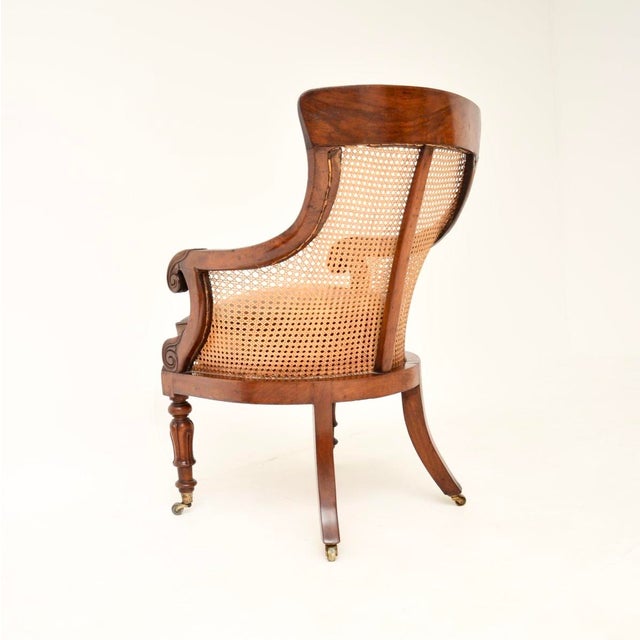 Antique William IV Cane and Leather Armchair, 1830s For Sale - Image 6 of 11