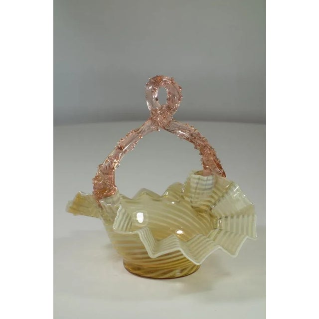 Murano glass basket Early 1900s Slight spinning near the handle (see photograph)