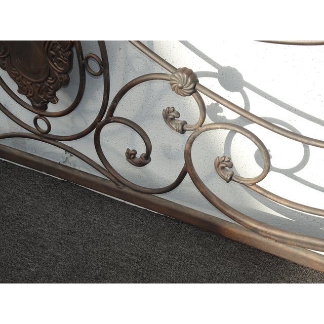 Brown Metal King Sleigh Bed Set Frame Headboard Medalion and Ornate Scrolls For Sale - Image 11 of 18
