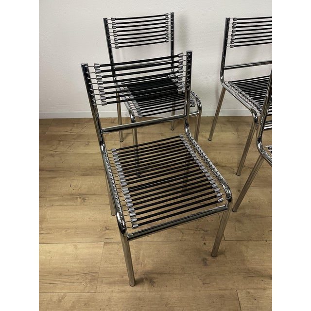 Postmodern Vintage Sandows 101 Steel Chairs by René Herbst for Pallucco, 1980s, Set of 4 For Sale - Image 3 of 9