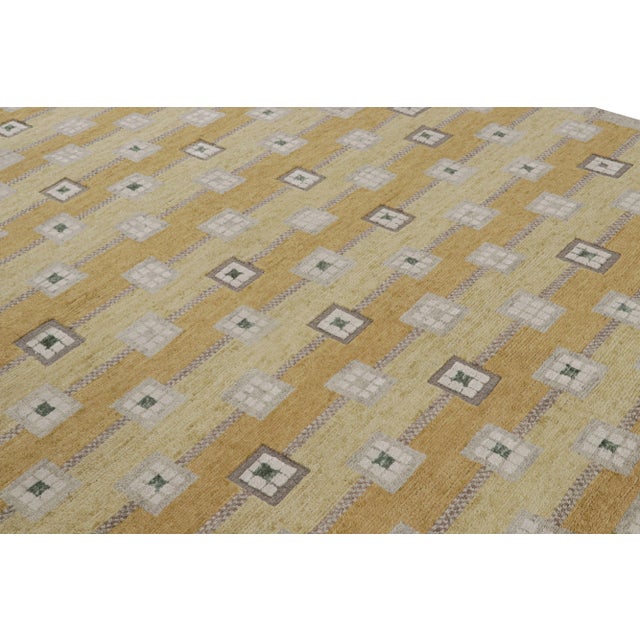 Rug & Kilim Rug & Kilim’s Scandinavian Style Custom Rug in Gold, Beige-Brown Geometric Patterns - 8x10 For Sale - Image 4 of 7