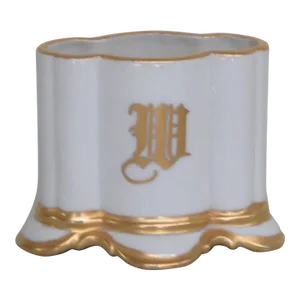 Anne W Breinin Germany Porcelain White and Gold Cigarette Holder Dish